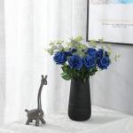 Kunstmatige Zijde Roos Bloem Enkele Stam Levensechte Nep Roos voor Bruiloft Boeket Bloemenarrangementen Huis Feest Bloemstuk Decoratie, 10 stuks (Blauw)