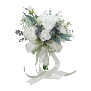 Handstrauß Künstliche Seidenblumen Weiße Rose Pfingstrose Blumenornament