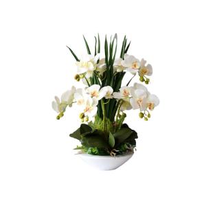 Kunstblumen Künstliche Pflanzen, Orchideen-Blumen-Arrangement für Hotel-Heimdekoration, PU-Kunstpflanzen, 7 Zweige, Phalaenopsis-Blumen für jeden Anlass