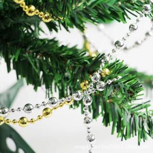 15M Kerstboom kralen guirlande Kerstboom ornamenten kralen lint | Kraaldiameter 8mm & 4mm | Kerstboomketting decoratie (goud)