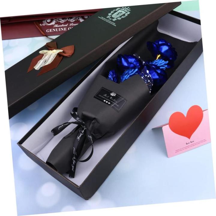 1 Stück 3 Geschenkrosen Zum Gedenken An Die Braut Folienblumen Künstlicher Blumenstrauß Romantische Rose Künstlicher Blumenstrauß Goldfolien Rosenstrauß Blau