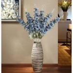 6 stuks Delphinium ridderspoor zijden bloemen 85 cm lange steel bloemen voor thuis bruiloft kantoor feest arrangement decoratie (Haze Blue)