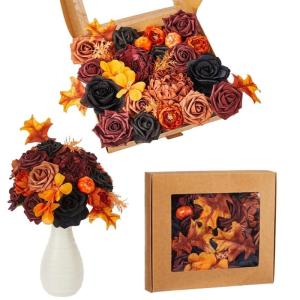 Schwarzes Blumenarrangement, Halloween-Party-Mittelstücke, Blumenarrangement, künstliche Blattsträuße für Fotografie-Requisiten