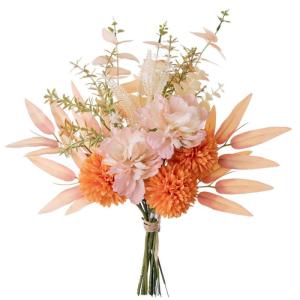 Kunstblumen Künstliche Pflanzen Blumen Deko Seidenblumen Hortensien Blumenarrangements Kernstück Hochzeit Blumenstrauß(Rosa Orange)