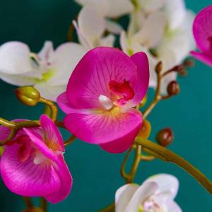 Kunstblumen Künstliches Blumenset, Seidenorchideenblumen, künstliche Bonsai-Kunstblumen-Phalaenopsis-Dekoranordnung in Goldener Vase für jeden Anlass