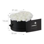 Rozenbox hart, 18 rozen, stevige bloemenbox, zwart, 10 jaar houdbaar, cadeau-idee, decoratieve bloemenbox, wit, 13 x 21 x 19 cm
