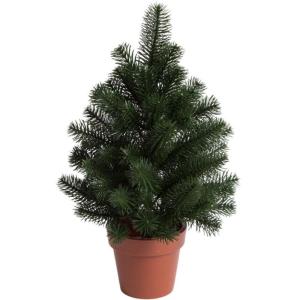 Kunstkerstboom Karpaten in bruine kunststof pot, ca. 50 cm totale hoogte