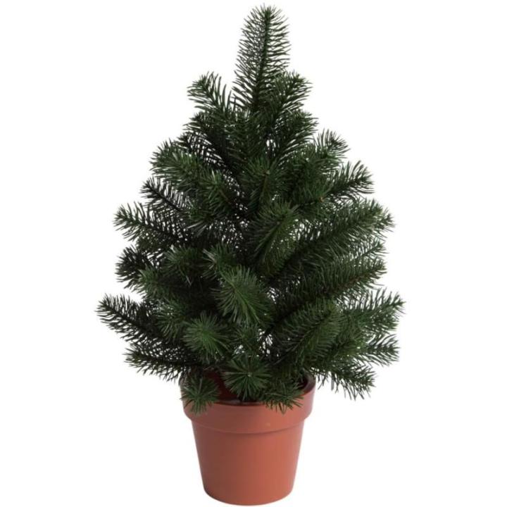 Kunstkerstboom Karpaten in bruine kunststof pot, ca. 50 cm totale hoogte