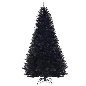 Kunstkerstboom, 180 cm/225 cm, zwart, dennenboom met metalen standaard, kerstboom, pvc-punten, ideaal voor thuis, kantoor, winkels en hotels (225 cm)