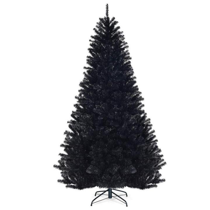 Kunstkerstboom, 180 cm/225 cm, zwart, dennenboom met metalen standaard, kerstboom, pvc-punten, ideaal voor thuis, kantoor, winkels en hotels (225 cm)