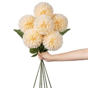 10 cm grote kunstbloemen hortensia met 63 cm lange steel, 6 stuks gele kunstmatige hortensia-bloemen, kunststof bloemen, hortensia voor bruiloftsdecoratie, woondecoratie, kantoor, 