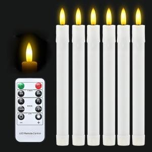 6-delige LED-kaarsen Barkaarsen met timerfunctie en afstandsbediening Batterijgevoede raamkaarsen met kaarshouder LED-vlamloze puntkaarsen Buiten dimbaar voor kerstdecoratie