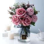 Kunstblumen Künstliche Blumen mit Topf, simulierte Seidenrose, gefälschte Bonsai-Pflanzen, Blumenarrangements für Zuhause, Hochzeit, Party, Büro für jeden Anlass