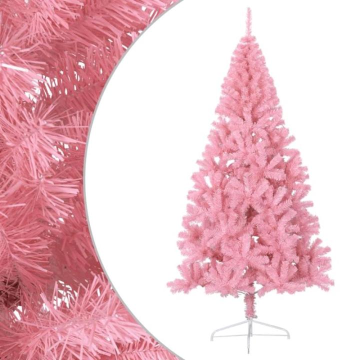 Kunstkerstboom met standaard, 180 cm hoog, kunstdennenboom, kerstdecoratie, kerstboom, kunstboom, hoge pvc en staal, roze