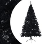 Halve kunstkerstboom met standaard, 210 cm hoog, kerstdecoratie, hoge kunstboom, pvc en staal, zwart