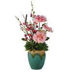 Kunstblumen Künstliche Blumen für den Innenbereich, künstliche Orchidee, Camelchang Verkündigung, Pflaume, Teeblumen-Set, Seidenblume mit Keramikvase für jeden Anlass