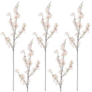 Faux Cherry Blossom Zweige 5pcs 39 Zoll realistische Kirschblütenstiele mit 4 Stielen Seidenkirschblütenblumenzweige für Vase Long Stiele Fake Blumen Vase Arrangements Style11