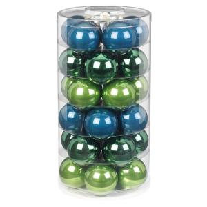 Inge Glazen , mooie van glas, 30 kugen, in doos, kerstboomversiering, kerstboomversiering, kerstboomballen, briljant nachtval, petroleumgroen