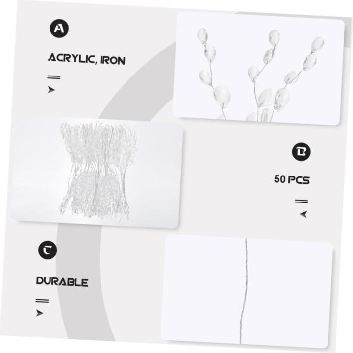 50 Stück Simulierte dreizackige Brautstrauß pflücken Kranzmaterial selber Machen Artificial sztuczne kwiaty Blumenstiel mit Acrylperlen DIY Krone versorgung Eisen Weiß