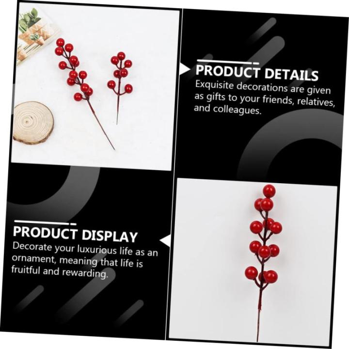 40 STK Simulation Rote Fruchtgabel Holly Beeren Stammt Künstliche Beerenstiele Künstliche Stechpalmenbeeren Weihnachtskranz Beere Gefälschte Beerenstiele Roter Beerenkranz Schau