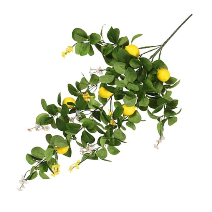 2St Simulation Zitronenrattan künstliche Fruchtzweige künstlicher Zitronenbaumstamm Künstliche Zitronenpflanze Dekorative Zitronenpflanze Anlage künstliche Blumen gefälschte Z