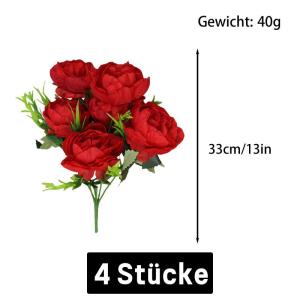 Kunstblumen wie Echt Künstliche Pfingstrosen Vintage Blumen Pfingstrosen mit Stielen für Hochzeitsdekoration Brautstrauß Arrangement 24 Stück 0802