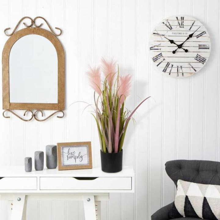 Kunstgras kunstgras, decoratief gras, hoog, 66 cm, kunstplant gras in pot, ziet eruit als echt, grasarrangement, , solitair gras, siergras, tafeldecoratie, roze