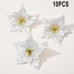 10 Stück Weihnachtsblumen-Weihnachtskränze, Weihnachtsbaum-Party-Dekoration, atemberaubende Blumendekorationen zum Schmücken von Weihnachtsbäumen (weiß)