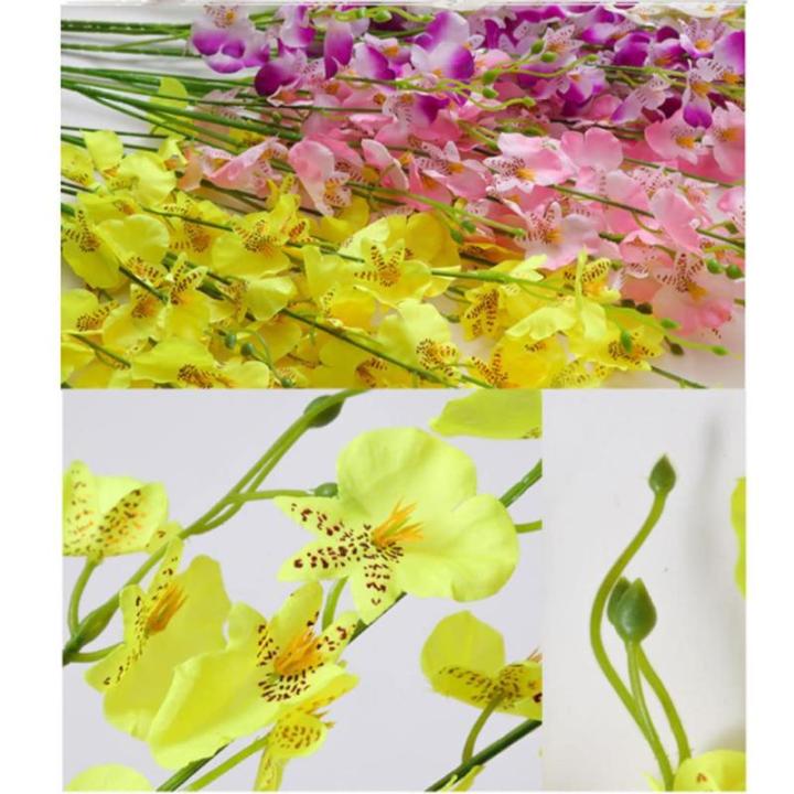 Kunstblumen Künstliche Orchideenblumen, künstliche tanzende Orchideen, für den Innenbereich, Zuhause, Party, Büro, Weihnachtsdekoration, mit Vase, 5 Farben für jeden Anlass