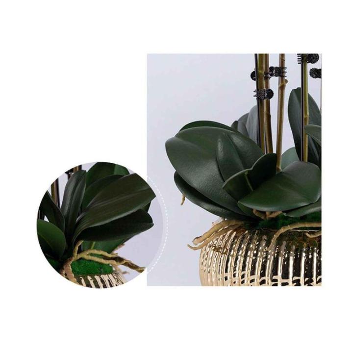 Kunstblumen Künstliches Blumenset, Phalaenopsis mit Pflanzgefäß, Kunstblume für Wohnzimmer, Simulationsblume, Heim-, Tisch- und Bürodekoration für jeden Anlass