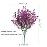 4 stuks kunstbloemen, paars, kunstbloemen, decoratie, plastic bloemen, kunstbloemen, voor balkon, tuin, binnen, buiten, lente, pot, vaas, decoratie