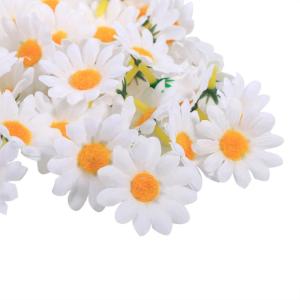 100 stuks Gerbera Daisy , stof, bloemen, koppen voor doe-het-zelf, bruiloft, knutselen, decoratie, handwerk (wit)
