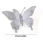 3 Pcs Silber Ornamente Für Weihnachtsbaum, Weihnachten Weihnachtsstern Künstliche Blumen Dekorationen, für Weiß Silber Weihnachtsbaum Wreaths Floral Geschenk Winter Hochzeit Ur