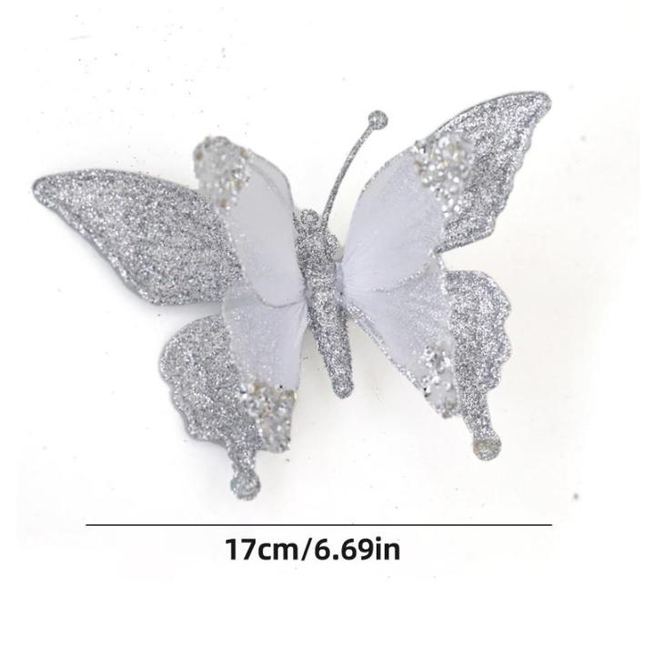 3 Pcs Silber Ornamente Für Weihnachtsbaum, Weihnachten Weihnachtsstern Künstliche Blumen Dekorationen, für Weiß Silber Weihnachtsbaum Wreaths Floral Geschenk Winter Hochzeit Ur