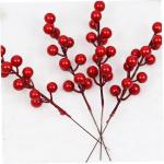 40 STK Simulation Rote Fruchtgabel Holly Beeren Stammt Künstliche Beerenstiele Künstliche Stechpalmenbeeren Weihnachtskranz Beere Gefälschte Beerenstiele Roter Beerenkranz Schau