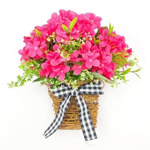 Frühlingskranz für die Haustür, Qualität und schöne künstliche Blumenkörbe mit Band