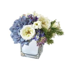 Kunstblumen Seidenblumen-Set mit Glasvase – Elegantes künstliches Blumenarrangement für Zuhause, Wohnzimmer, Esstisch, künstliche Dekoration für jeden Anlass