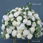 Weiße Rose Eukalyptus Blätter Blume Kugeln, gefälschte Blumen Rosen Kugeln für Mittelstücke Hochzeit Tisch Party Zubehör Bühne Straße Blei Floral (70cm)
