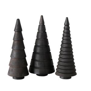Houten decoratieve dennenbomen set van 3 15 cm om neer te zetten - zwart - kerstboomfiguur van grenen voor winterdecoratie - kerstboomdecoratie standaard tafeldecoratie raamdecorat