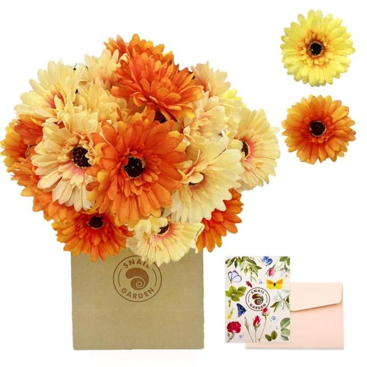 4 bundels van 20 hoofden kunstmatige madeliefjes bloemen, 2 kleuren zijden gerbera madeliefjes bloemen realistische kunstbloem voor thuiskantoor feest bruiloft middelpunt decoratie