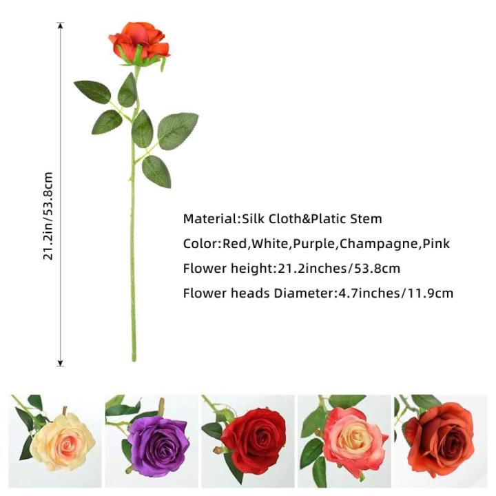 10 stuks kunstmatige rozenbruine bloemen, realistisch boeket, neprozen met enkele steel voor thuis, feest, bruiloft, boeket (verbrand oranje)