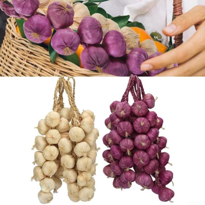 Halloween Ready Set mit 5 künstlichen Knoblauchdekorationen aus stabilem Schaumstoffmaterial für lange Haltbarkeit (weißer Knoblauch)