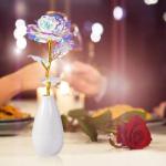 Kerstroos cadeaus voor vrouwen, mama, gepersonaliseerde cadeaus Galaxy roos bloem met vaas, vrouwen Sinterklaas geschenken voor Kerstmis, Valentijnsdag, Moederdag