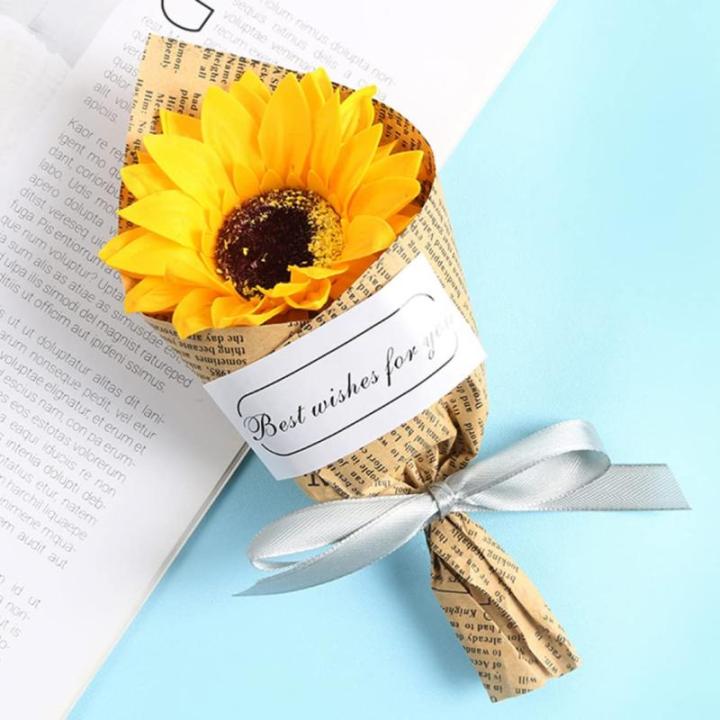 Seifenblumen Bouquet Künstliche ewige Sonnenblume Zeitung für Wohnzimmerdekoration, Seifenblumen gewickelt