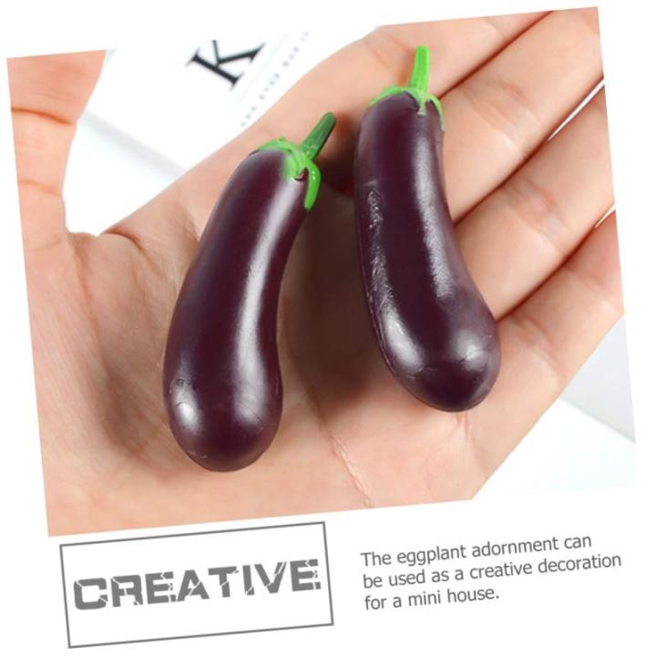 2 Sätze Simulation Aubergine Dekoratives Auberginenmodell Hausmodell-Dekoration Miniatur Aubergine Interessantes Miniaturspielzeug Miniatur-auberginen Für Kinder PVC 4 Stück * 2