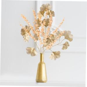 4 Stück Simulierter Ginkgo Biloba Künstliche Eukalyptusblätter Gefälschte Pflanzenornamente Gefälschte Eukalyptusstiele Vasendekore Künstliche Blumen Pflanzen Pp Golden