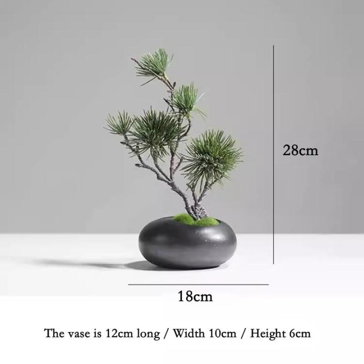 Künstlicher Bonsai-Baum Chinesischen Stil Simulation Einladende Kiefer Kleine Bonsai Dekoration Keramik Vase Set Anlage Desktop Dekoration Gefälschte Kiefer Künstliche Bäume Pf