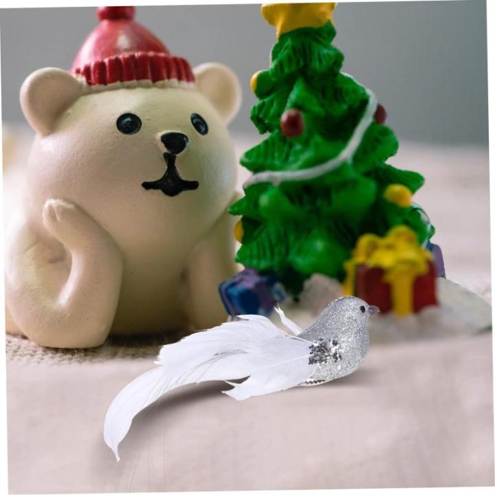 4 Stück künstlicher Vogel gefälschte Vögel zum Basteln Weihnachtsvögel Dekoration Urlaub rote Vögel künstliche blüten Artificial Tiermodell künstliche Vögel Schaum Silver