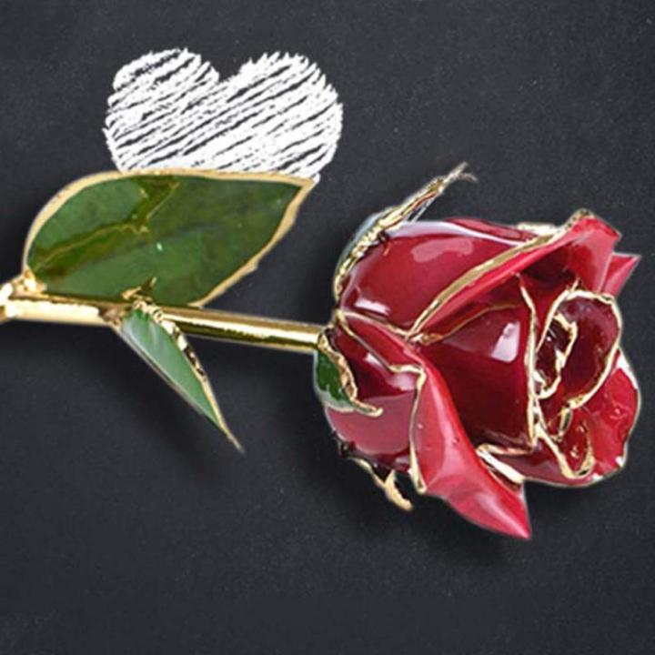 24K Gold Rose Blume vergoldet konservierte Blumen Ornamente Geschenk für Valentinstag