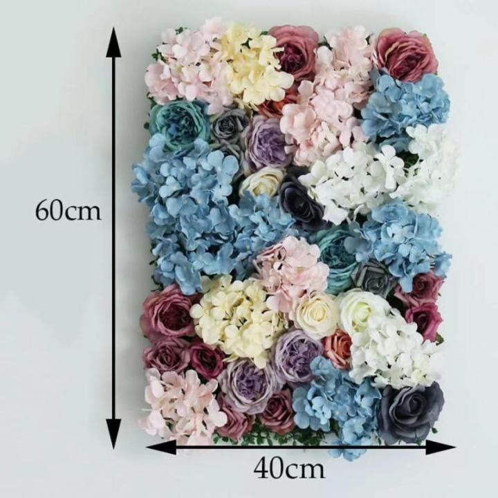 Blumen-Wandpaneel-Set, Künstlicher Wandblumen-Hintergrund, 61 X 40,6 cm, 3D-Seiden-Hortensien-Rosen-Blumenpaneel Für Fotohintergrund, Zuhause, Party, Hochzeit, Hintergrund(4PCS)